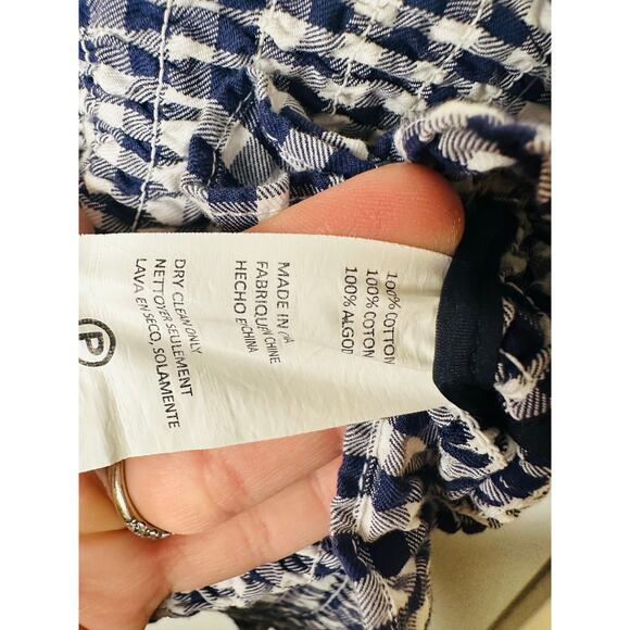 JASON WU COLLECTIVE Navy White Gingham Smocked Collared Mini Dress Size 4 - Picture 11 of 11